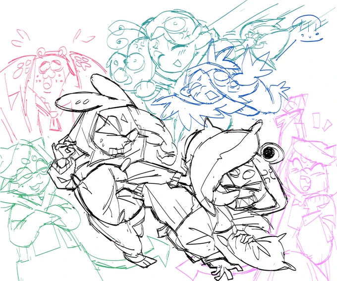 wip? doodle? who knows?  the girls are fightinggggg 😭😭😭 