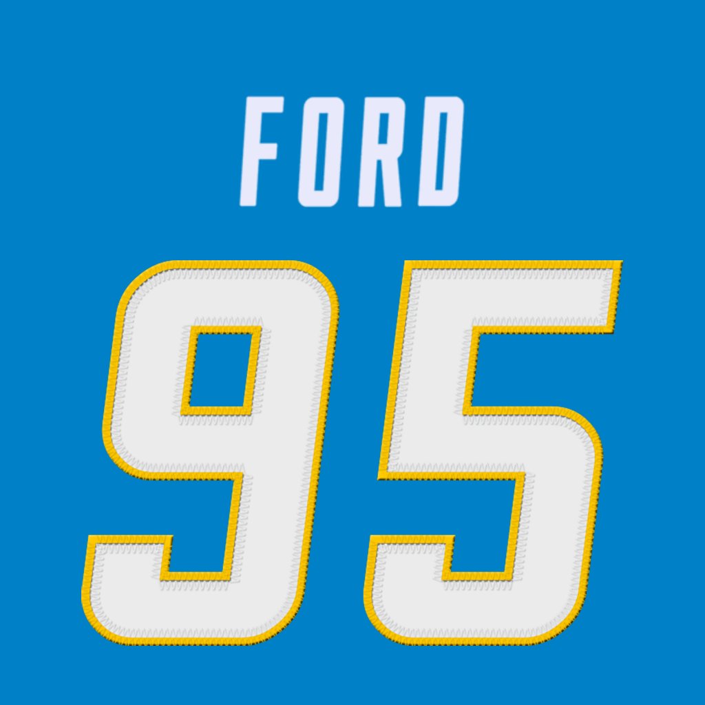 Los Angeles Chargers DL Poona Ford (@PoonaF_95) is wearing number 95. Last worn by Nick Williams. #BoltUp