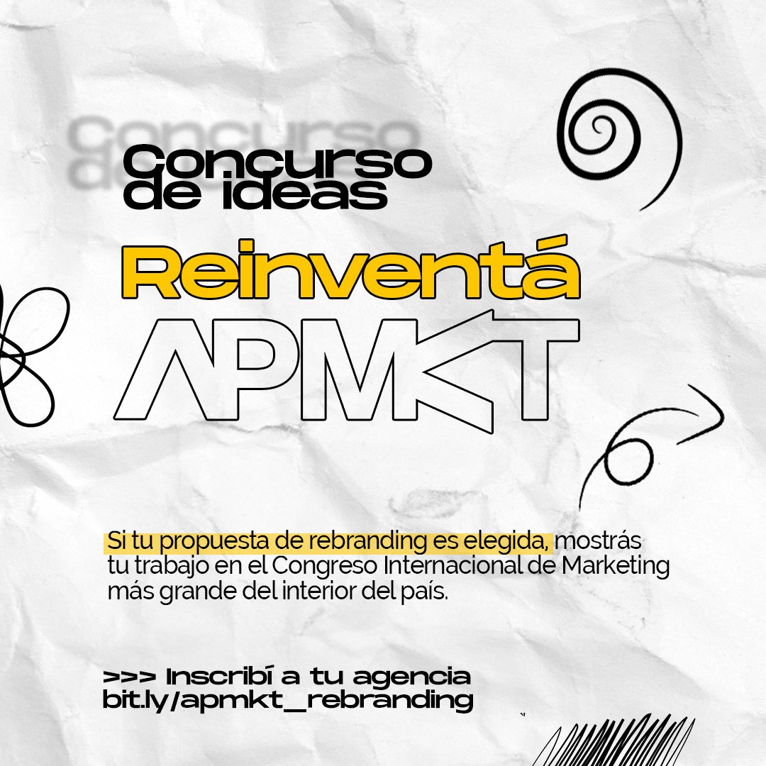 Llamado a todas las agencias y profesionales que explotan de creatividad. Abrimos un concurso para que desarrolles nuestra estrategia de branding completa, y la presentes en nuestro Congreso Internacional de Marketing.

Inscribite para conocer +:
🔵 bit.ly/apmkt_rebrandi…