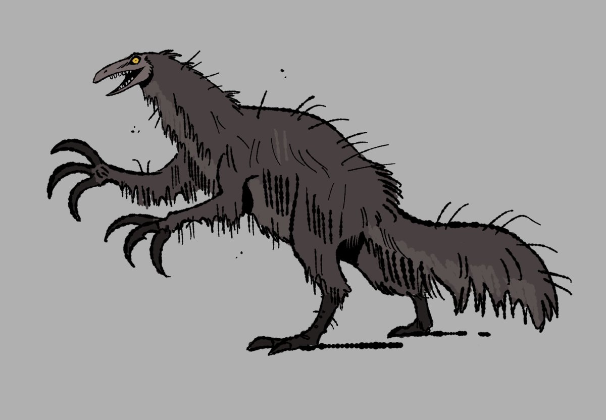 I love how shaggy and creepy and cryptid-like some depictions of therizinosaurus are