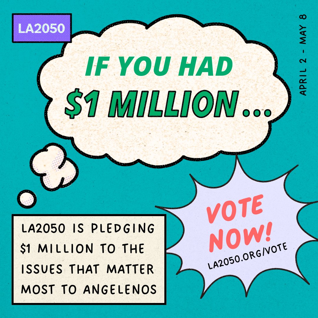 You vote, @LA2050 gives! 🌟 Take the 3-minute survey and vote to support funding for foster and systems-impacted youth: la2050.me/fpy
Voting is online now through May 8th, open to all ages and available in 12 different languages.
#fostercare #fosteryouth #LA2050