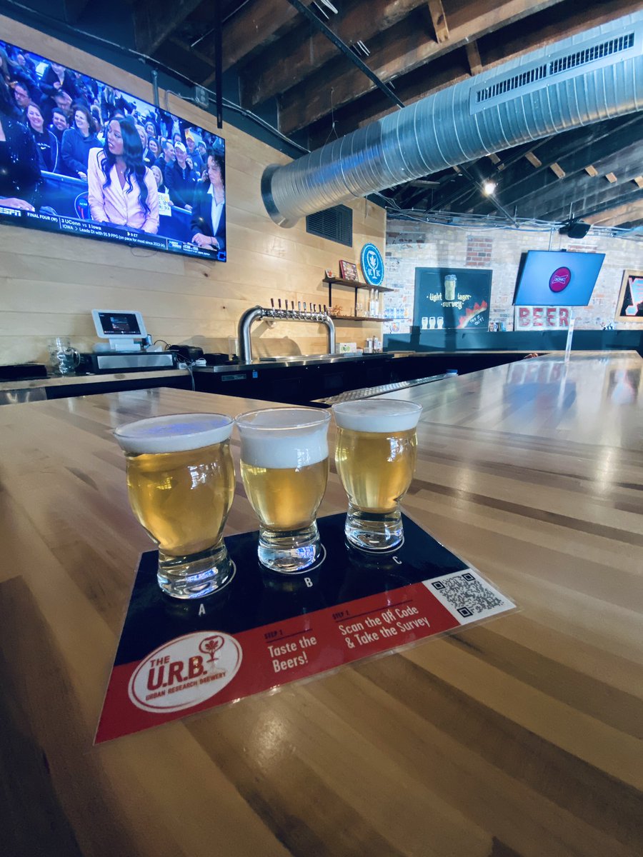 Can you detect the subtle differences between these light lagers? If so, we need your feedback in the the final days of the 'Blinded by the Light' Light Beer Survey, at the Grove URB!!💙💙 URB Surveys run till 9pm and the #WomensFinalFour starts at 6pm!!🏀⛹️‍♀️ #Prost!!❤️❤️