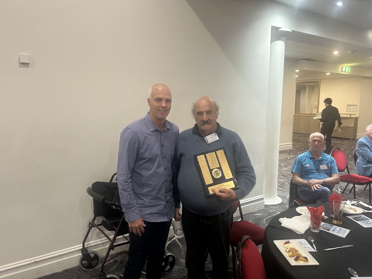 Barry Moir with Phil Warren- Barry was the winner of the prestigious Norm Warren services to cricket award 23/24 Cricket Illawarra presentation