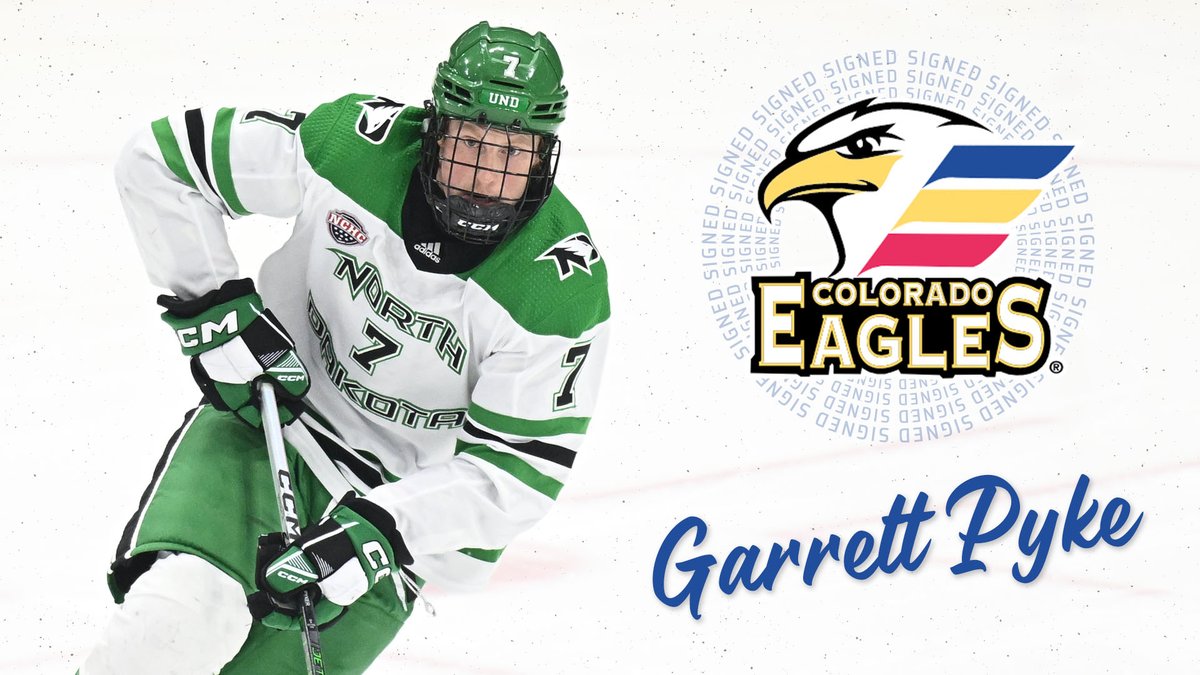 UNDmhockey's tweet image. After a stellar season, defenseman Garrett Pyke has inked multi-year deal with the Colorado Eagles through 2025-26! 

RELEASE: fightinghawks.com/news/2024/4/5/…

#UNDproud | #LGH