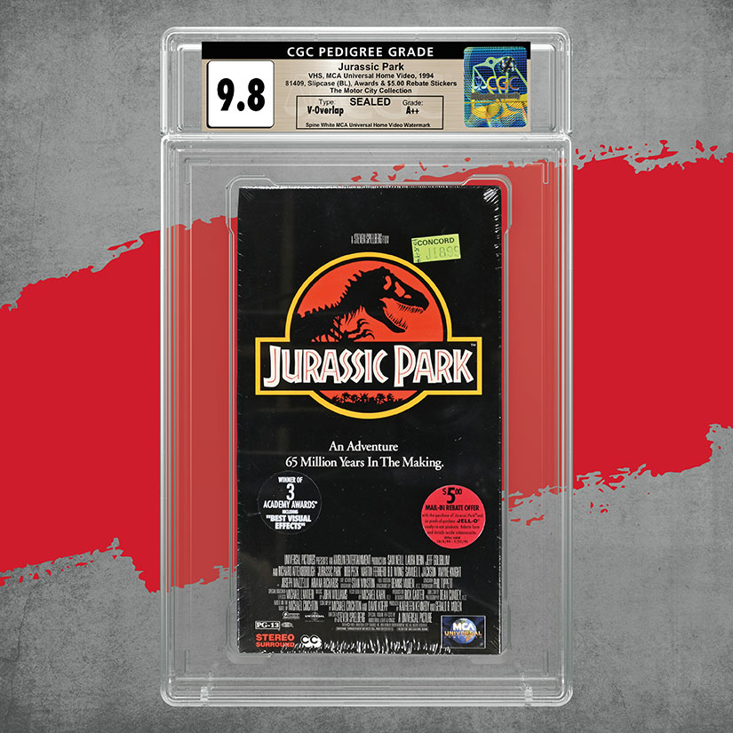 Dive back into the 90s with Jurassic Park on VHS! Graded with CGC Home Video, it's a piece of cinematic history, capturing the essence of its era. From the unique artwork to the iconic logo, it's a blast from the past. Whether collector or fan, it's about preserving nostalgia!