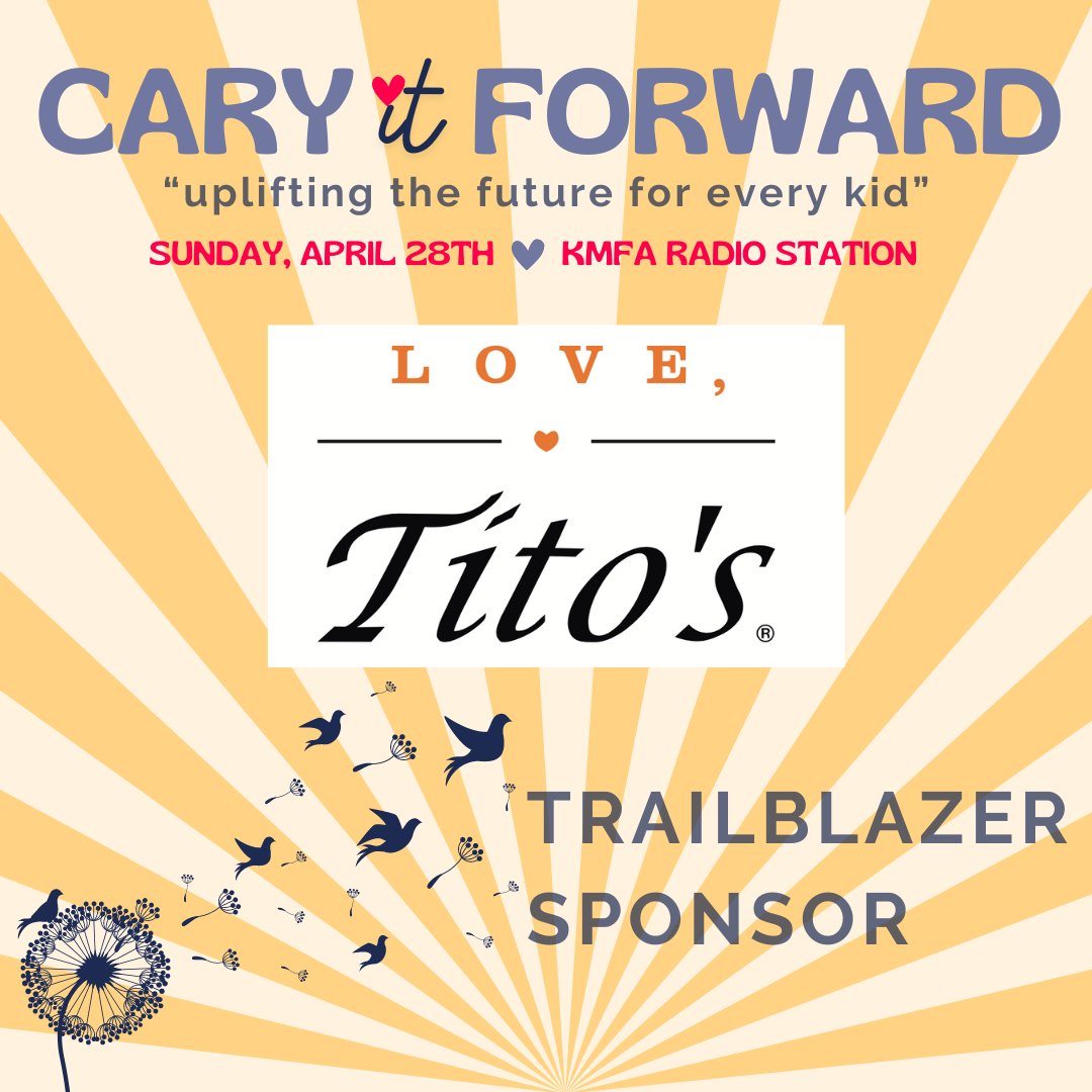 A BIG shout out of gratitude to @Titos for their continued loyalty and support of #CARY4Kids and our annual Cary It Forward event! For more information and to join us click here give.hellofund.com/CARY_Forward_2… 
#TogetherWeMakeADifference #NonProfit #Community #AtRiskYouth