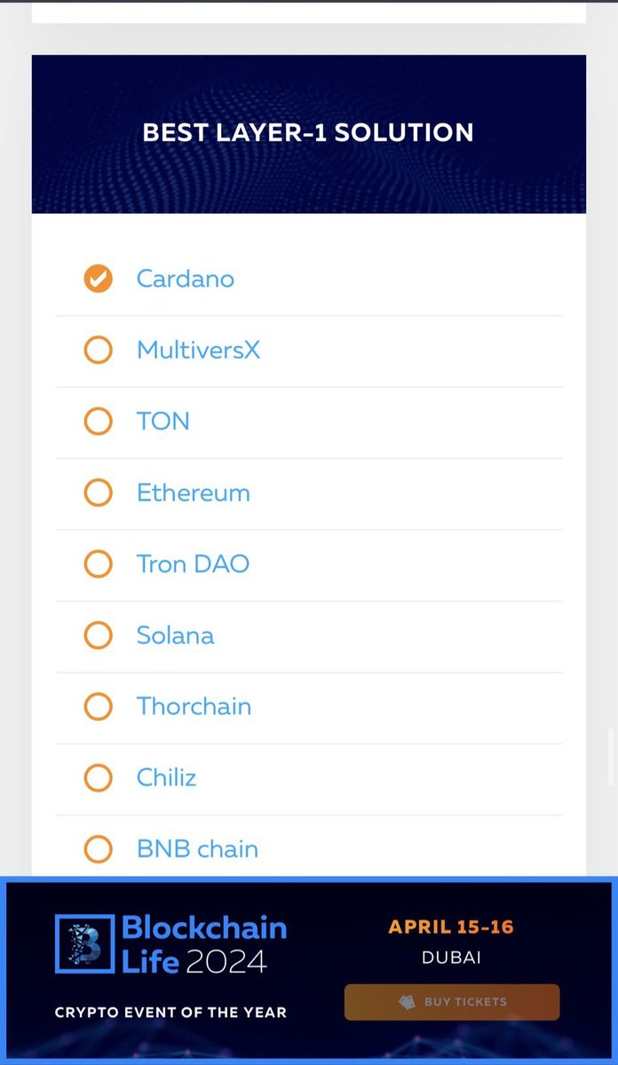 Once #Cardano got a comfortable lead, they removed the vote total numbers. A little bit suspicious I must say. Keep voting $ADA family. 💪 voting.blockchain-life.com