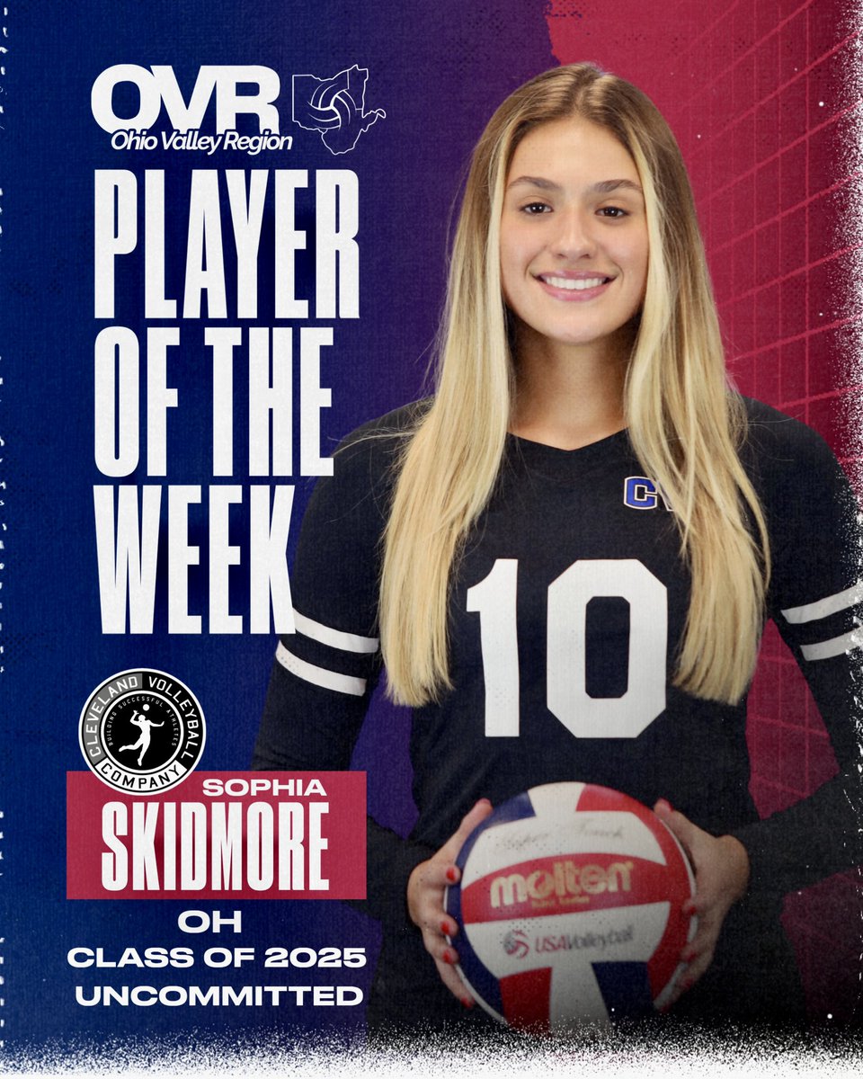 Ohio Valley Region (@ovrvolley) on Twitter photo From <a href="/CleVolleyballCo/">Cleveland Volleyball Company</a> , Sophia Skidmore is our OVR Player of the Week!
She is being recognized for her outstanding performance at the Windy City NQ! Her recruitment profile can be found here:
recruit-match.ncsasports.org/clientrms/athl…
Congratulations Sophia! Your Region is so proud of you!! 👏🏼 From <a href="/CleVolleyballCo/">Cleveland Volleyball Company</a> , Sophia Skidmore is our OVR Player of the Week!
She is being recognized for her outstanding performance at the Windy City NQ! Her recruitment profile can be found here:
recruit-match.ncsasports.org/clientrms/athl…
Congratulations Sophia! Your Region is so proud of you!! 👏🏼