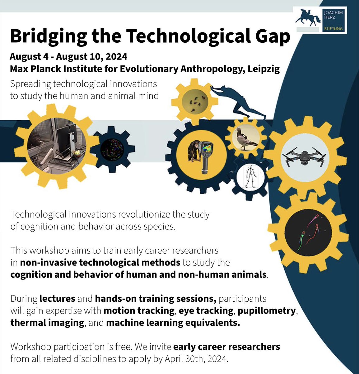 It is happening again! Join our workshop ✨BRIDGING THE TECHNOLOGICAL GAP✨ to learn about technological innovations to study the human and animal mind. Apply here: https:/www.eva.mpg.de/comparative-cultural-psychology/events/2024-btg2/