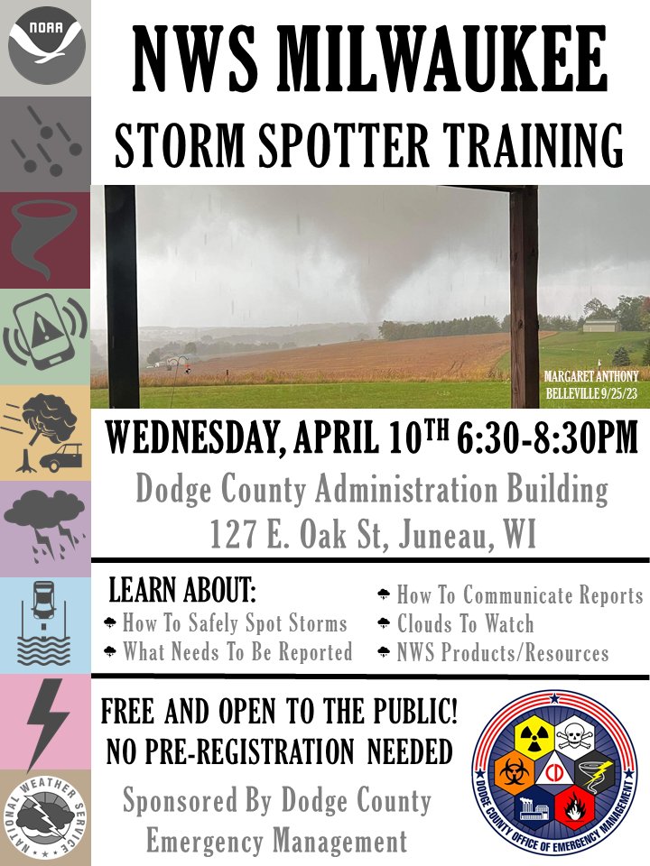 Juneau we have a spotter talk tonight in Dodge County? Now you do! weather.gov/mkx/spotter-sc…