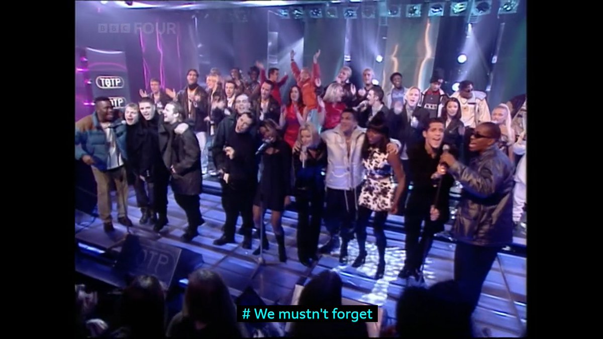 Well thanks to the #TOTP repeats I now know that Michelle Gayle (6th from right) and Sean McGuire (2nd from right) were both on a terrible charity record in 1995! #GrangeHill