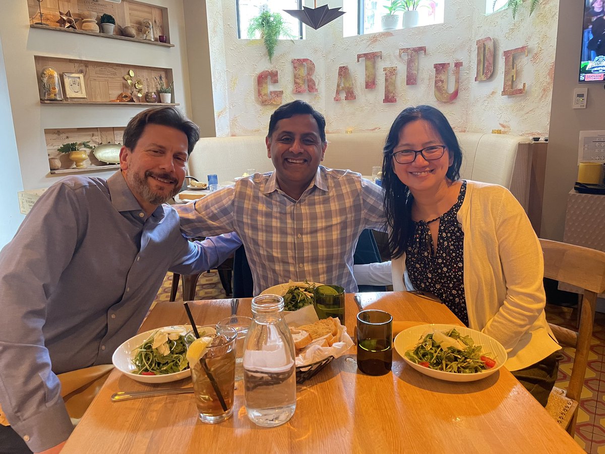 Building collegiality: President of SNIS Mahesh Jayaraman, President of SVIN Thanh Nguyen, and President-elect of WFITN Darren Orbach meeting over lunch in Boston to talk about how the three societies can increasingly work cooperatively going forward