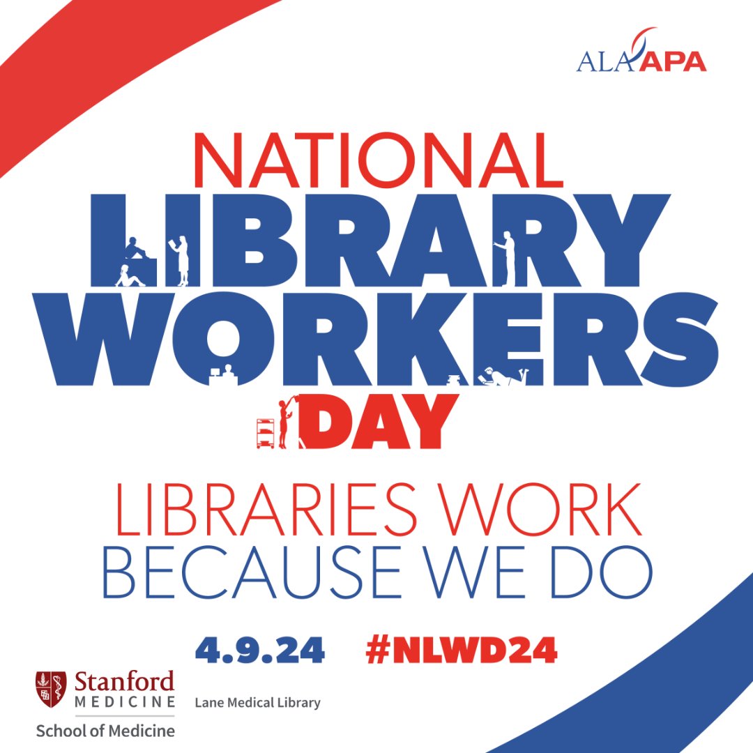Who runs the world? 🌎 Library workers! 📚 Today is National Library Workers Day & we're celebrating Lane Medical Library's rockstars! You connect heroes of research & healthcare with life-saving info. We ❤️ you! #NLWD24 #StanfordMedicine #Grateful
