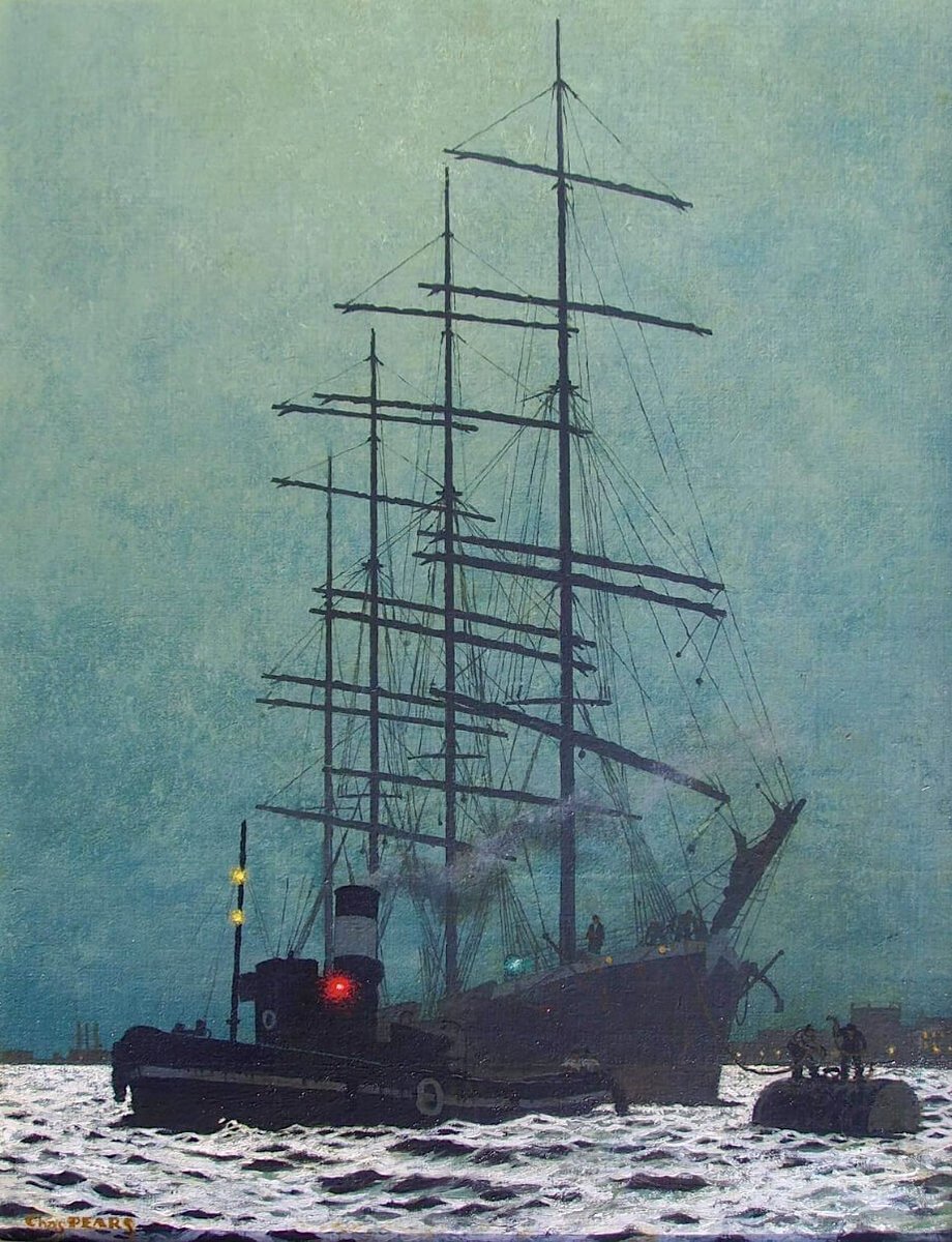 Charles Pears 1873-1958 Nocturne: A Ship and a Tug Boat