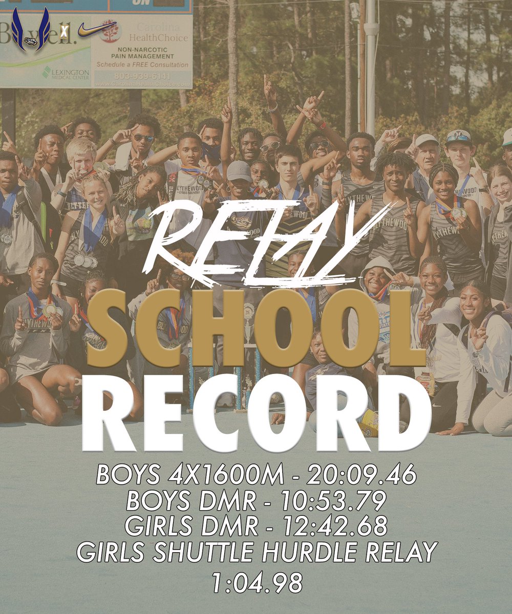 🚨Relay School Records🚨 Congratulations to all of the athletes who contested these relays over the last several weeks‼️ #BlythewoodTFXC #BengalNation #Track #TrackLife #TrackAndField