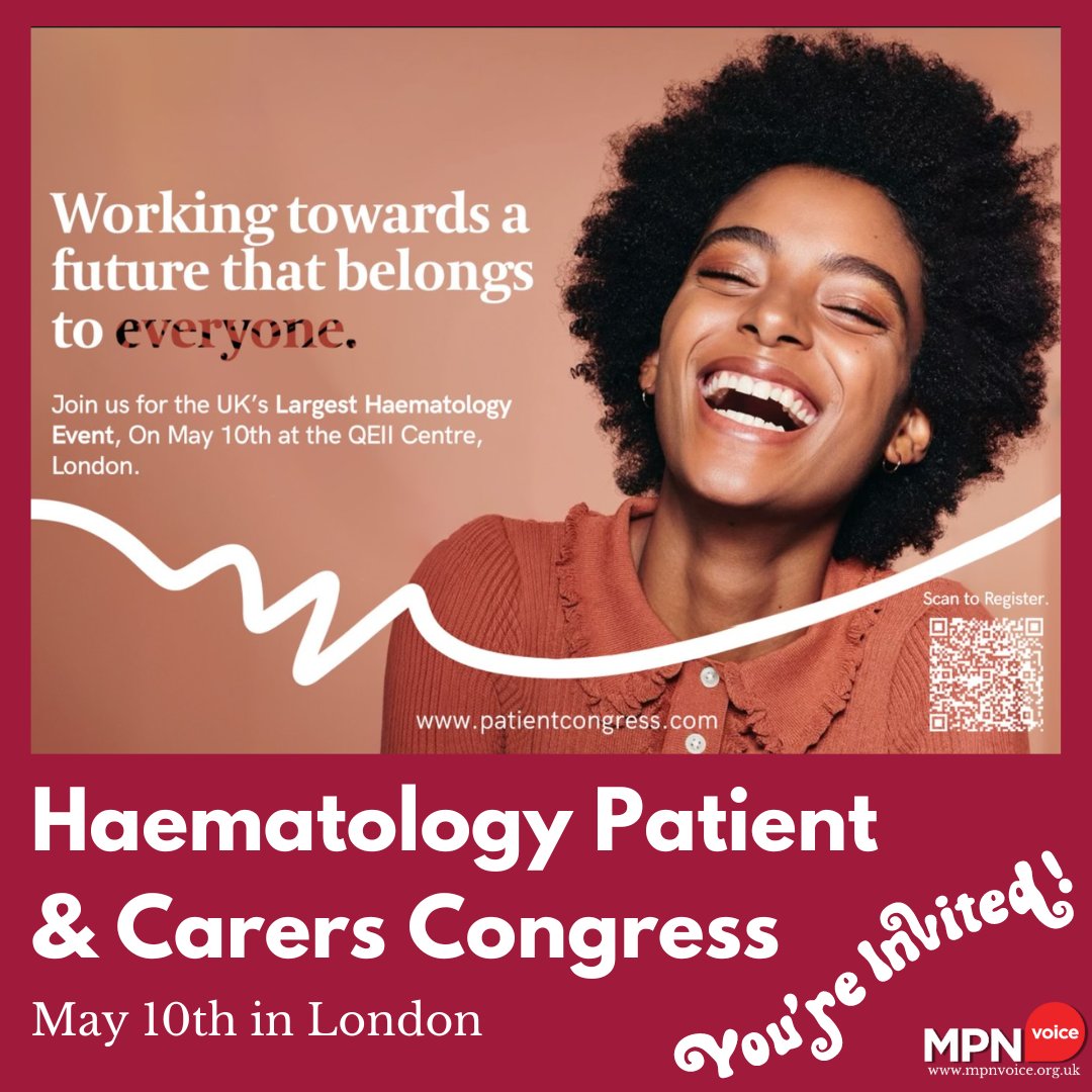 Exciting news! The first-ever Haematology Patient and Carers Congress - May 10th (QE II Centre, London). Patients, carers, clinicians, and policymakers unite! For information-linktr.ee/Mpnvoice #mpnsm #HPCC2024 #PatientEmpowerment See you there...