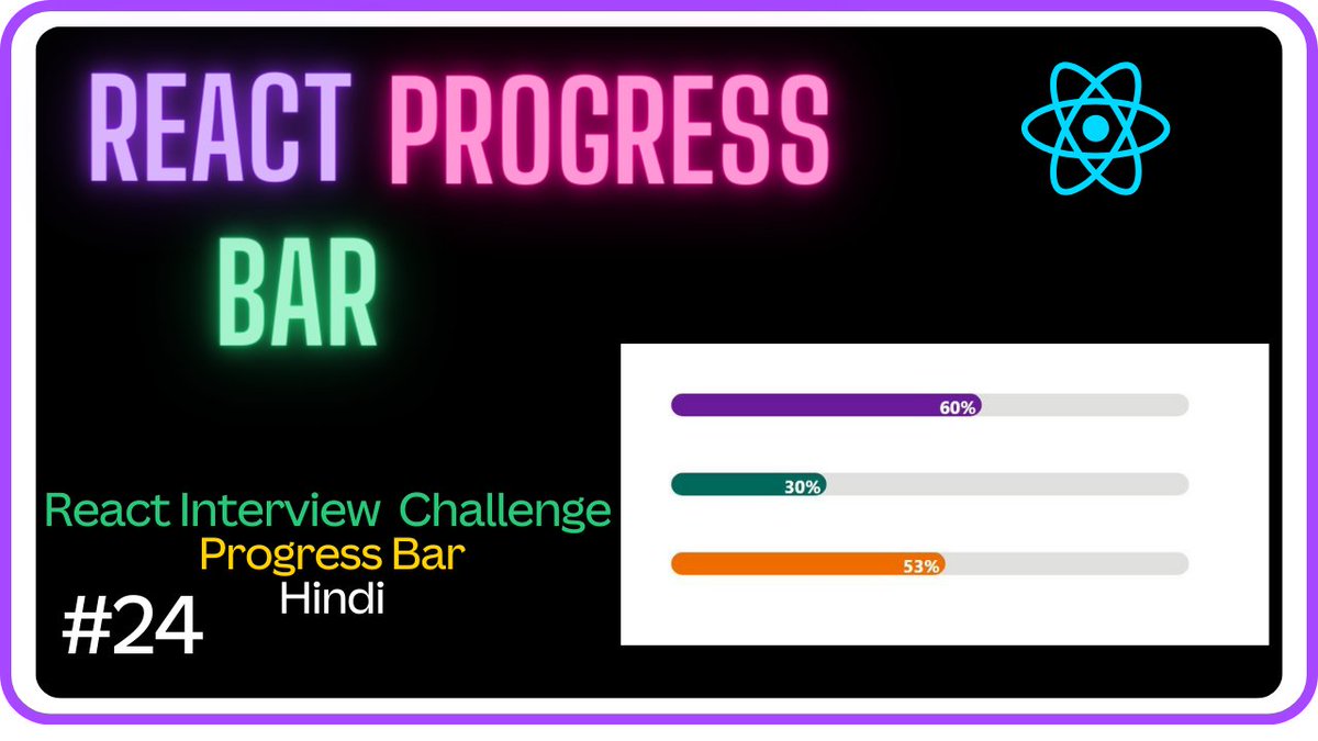 🚀React Progress Bar- React Interview Challenge #24 -Machine Coding Round... youtu.be/QiJeB2ohACg?si… via @YouTube 

#javascript #reactjs #react #reactnative #reactdeveloper #javascriptdeveloper #reactdevelopment #webdevelopment #html #css #mernstack