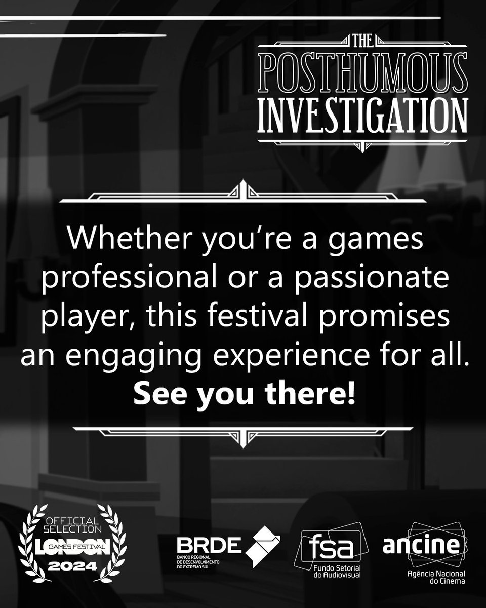 (ɔ◔‿◔)ɔ As you know, our game The posthumous Investigation was selected for the London Games Festival.
We're thrilled and the event promises an unforgettable experience.
So grab your controller, level up your excitement and join us!

#LondonGamesFestival #GameOn #lgf24