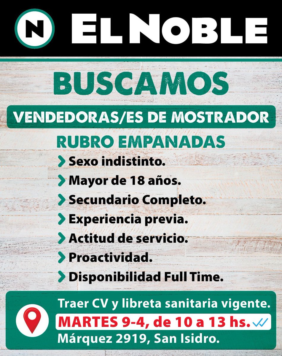 Te estamos buscando‼️

#empleo #hiring #busquedalaboral #zonanorte #SanIsidro