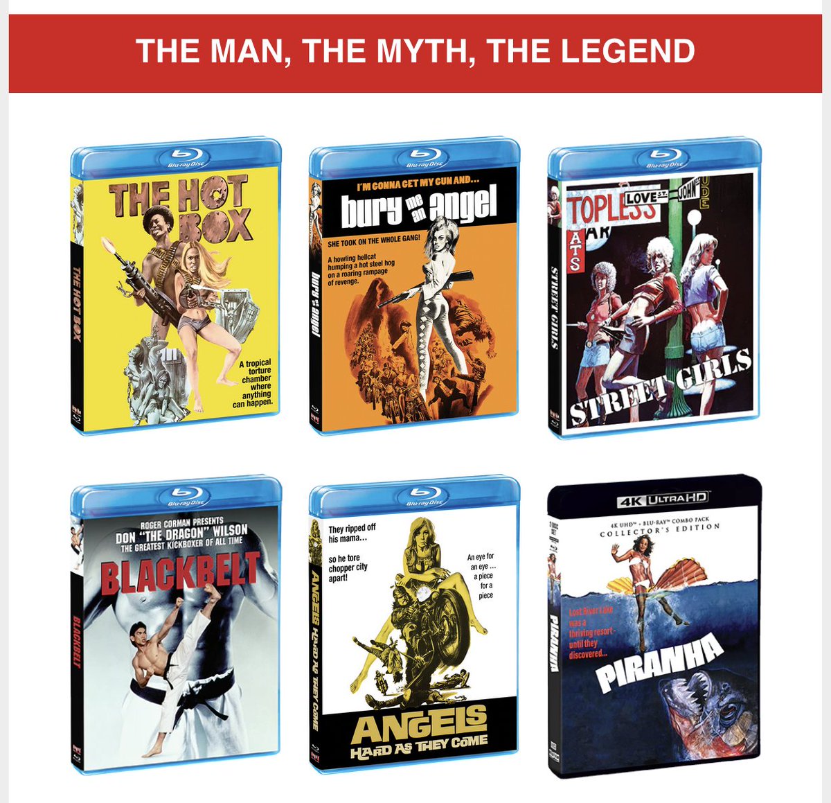 The Man, The Myth, the Legend. Shout Factory is running a Roger Corman Birthday Sale. Up to 50% off Corman catalog. #bluray #4KUltraHD