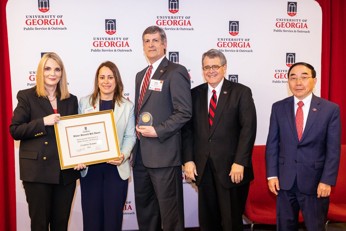 Congratulations to Carolina Ramon, one of four recipients of the Walter B. Hill Award. In her role with @ugasbdc, she has helped 460 small business owners understand complex government contracting programs and secure $148 million in contracts. #UGAserves