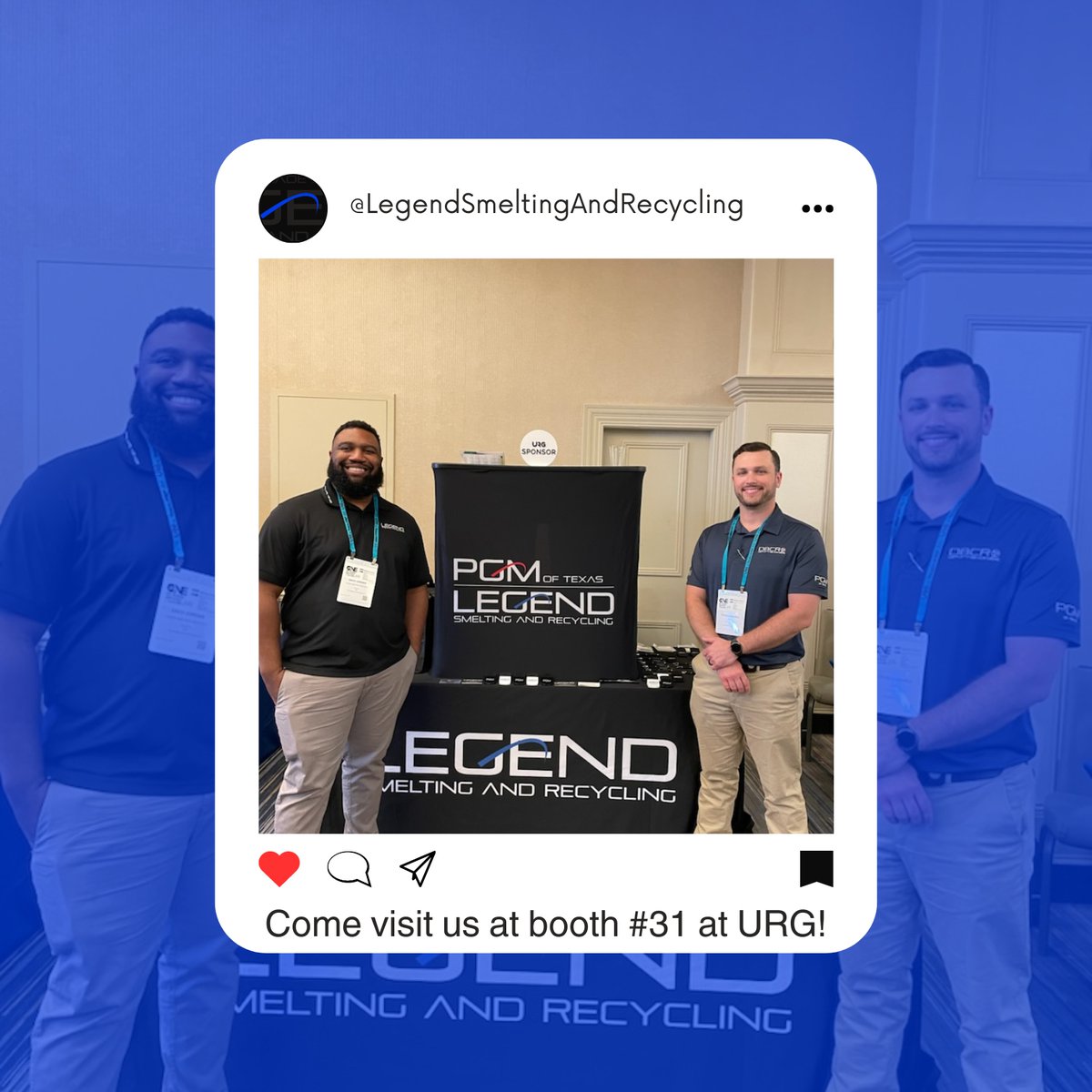 Are you at the URG &amp; Team PRP training conference? If so, swing by booth #31 and meet our dynamic team members from Legend Smelting and Recycling, PGM of Texas, and DBCR Inc! 
#urgconvention #prp #legendsmeltingandrecycling #catalyticconverter #recycling #stlouis
