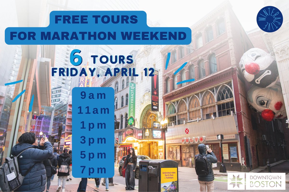 WINTERACTIVE tours galore! The Friday of Boston Marathon weekend, join any one of 6⃣ free tours of the interactive art installations that have Boston buzzing! Sign up here: eventbrite.com/e/free-guided-…