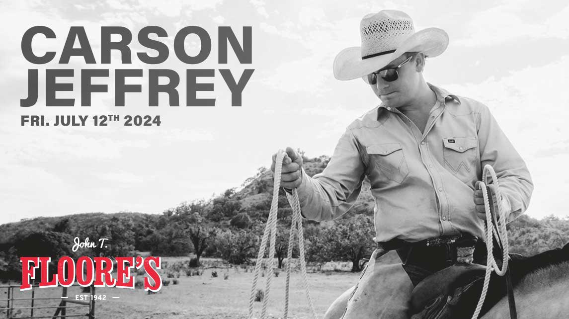 On Sale Now! Friday, July 12th! Don’t miss @carson__jeffrey back at Floore’s. Get tickets here: bit.ly/3xgrhHI