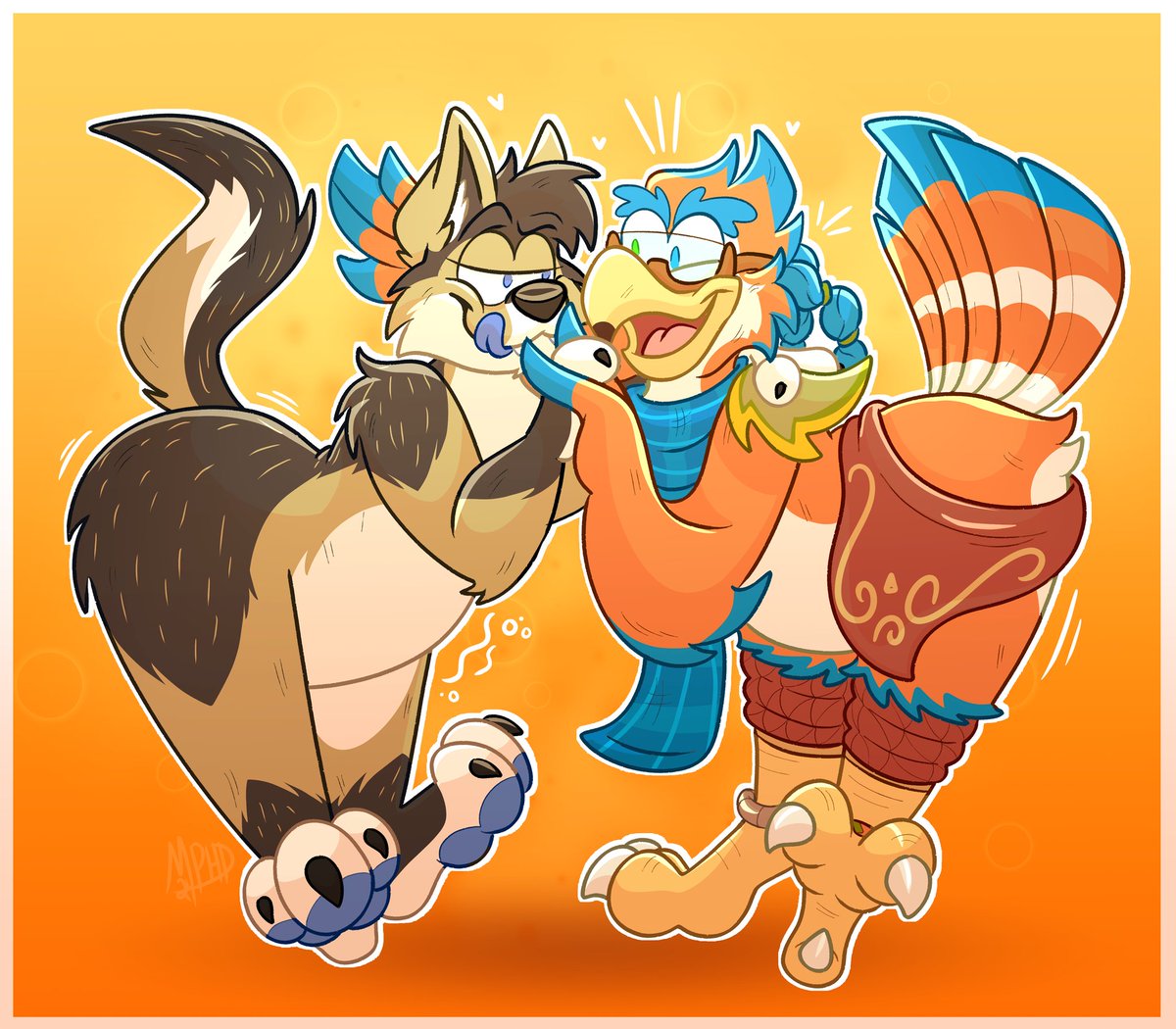 Toony piece for @JustaFluffer of him and Ark dancing the night away! That is.. until Ark gets too hungry!