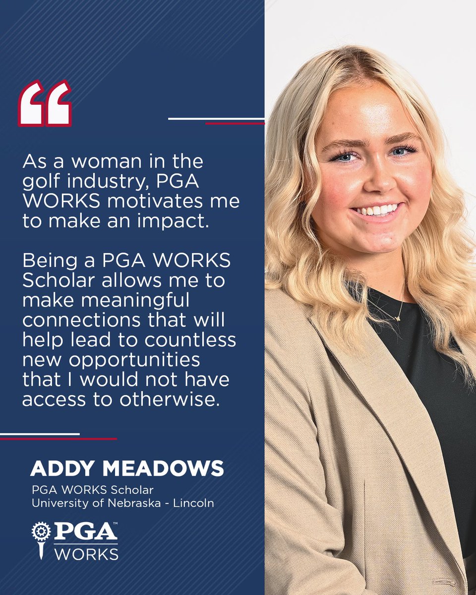 Empowered to make an impact.💪🏼 For #PGAWORKS Scholar Addy Meadows, she is excited about the opportunities that lie ahead and ready to make a change wherever she goes!❤️ We are looking forward to watching her become a successful @PGA of America Golf Professional!