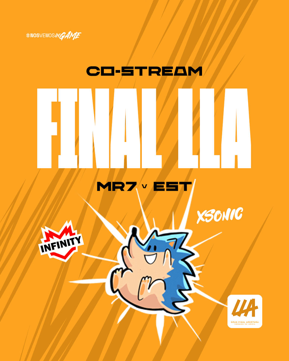 ¡CO-STREAM PARA VER LA FINAL DE LA LLA! 🤝 Este 6 de abril será la GRAN FINAL de la #LLA y la vas a poder mirar con nuestros co-streamers @StepZ7_ y @XSoniclol desde sus canales en Twitch.🚀 📹 XSonic: twitch.tv/xsonicl0l 📹 Stepz: twitch.tv/stepz2 #goINF…