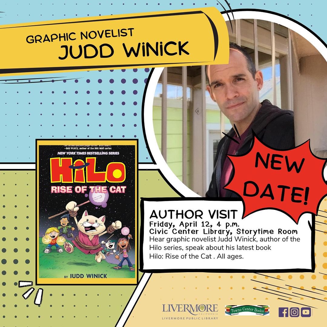 JOIN US!! This is my very last public appearance for the HILO book 10 tour! There will be a presentation, a little song, a little dance, a little seltzer down the pants. Most of those things are true. @livermorelibrary @randomhousekids