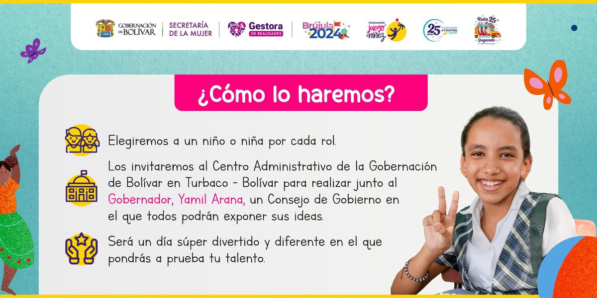 YamilHAranaP's tweet photo. ¿Tienes habilidades de liderazgo social? ¿Sueñas con transformar tu ciudad y tu departamento? ¿Te imaginas trabajando en equipo y al servicio de las comunidades? Si tienes entre 7 y 12 años, ¡Inscríbete para formar parte del Minigabinete de la Gobernación de Bolívar durante el Mes del Niño!👦🏽👧🏻🪁 

¡Regístrate aquí: ➡️ https://t.co/6z620UQIvR
