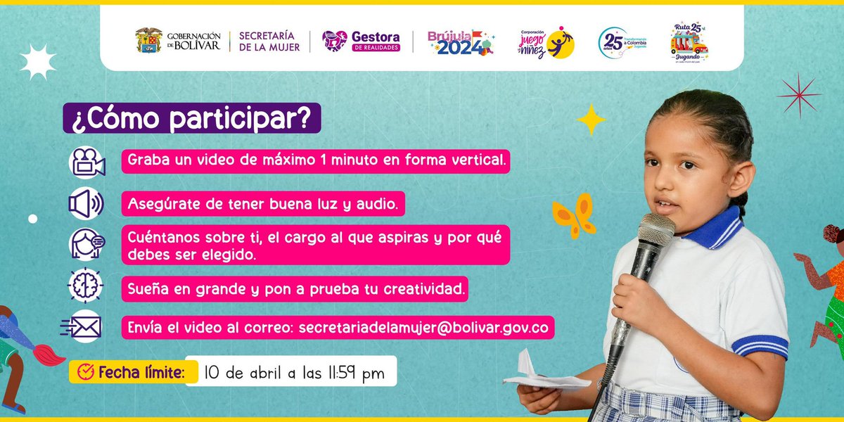 YamilHAranaP's tweet photo. ¿Tienes habilidades de liderazgo social? ¿Sueñas con transformar tu ciudad y tu departamento? ¿Te imaginas trabajando en equipo y al servicio de las comunidades? Si tienes entre 7 y 12 años, ¡Inscríbete para formar parte del Minigabinete de la Gobernación de Bolívar durante el Mes del Niño!👦🏽👧🏻🪁 

¡Regístrate aquí: ➡️ https://t.co/6z620UQIvR