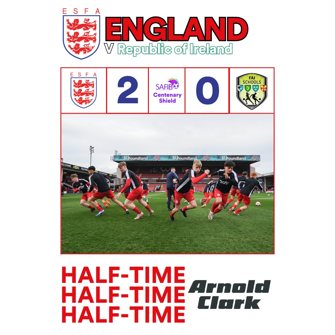 HT - England 2 - 0 Republic of Ireland A fantastic first half for the England U18 Schoolboys, big second half coming up ⚽ 🎥 Watch the second half live via loom.ly/PsgrSKM or the @c4sport app ESFA TV 🔗 loom.ly/CPRu8jo Live updates on our Instagram 🔴🔵⚪