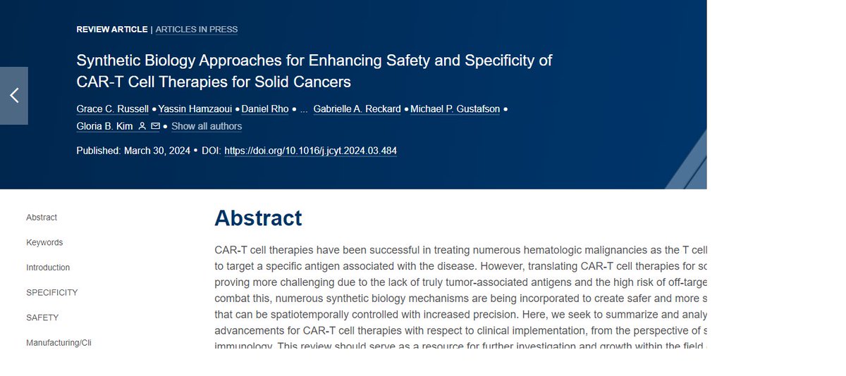 Have you read the recent publication from the ISCT Immuno and Gene Therapy Committee? The article reviews current developments in CAR-T clinical implementation that use synthetic biology to improve therapeutic targeting of solid tumors. Access now: buff.ly/4anrE20