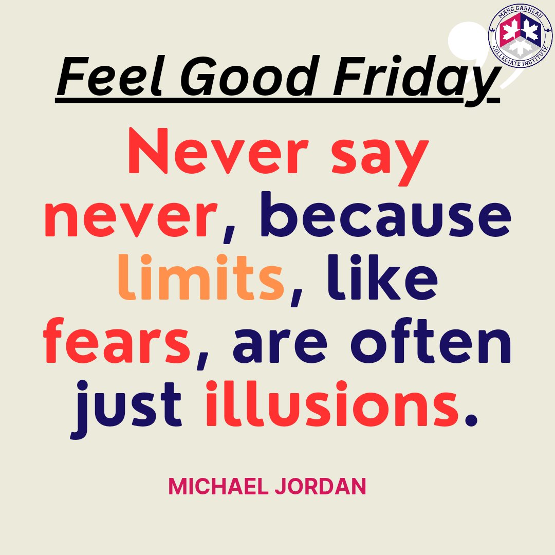Hey Garneau! Here is today's Feel Good Friday Quote from Michael Jordan. #positive #mentalhealth #wellness #uplift #quote #michaeljordan #mj @rchernoslin @AHoward_tdsb @tdsb