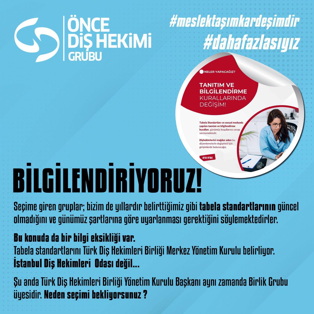 TABELA STANDARTLARI 

Muayenehane ve polikliniklerde uygulanmakta olan Tabela Standartları, Türk Dişhekimleri Birliği Merkez Yönetim Kurulu tarafından belirlenmektedir. 

Neden seçimi bekliyorsunuz?
