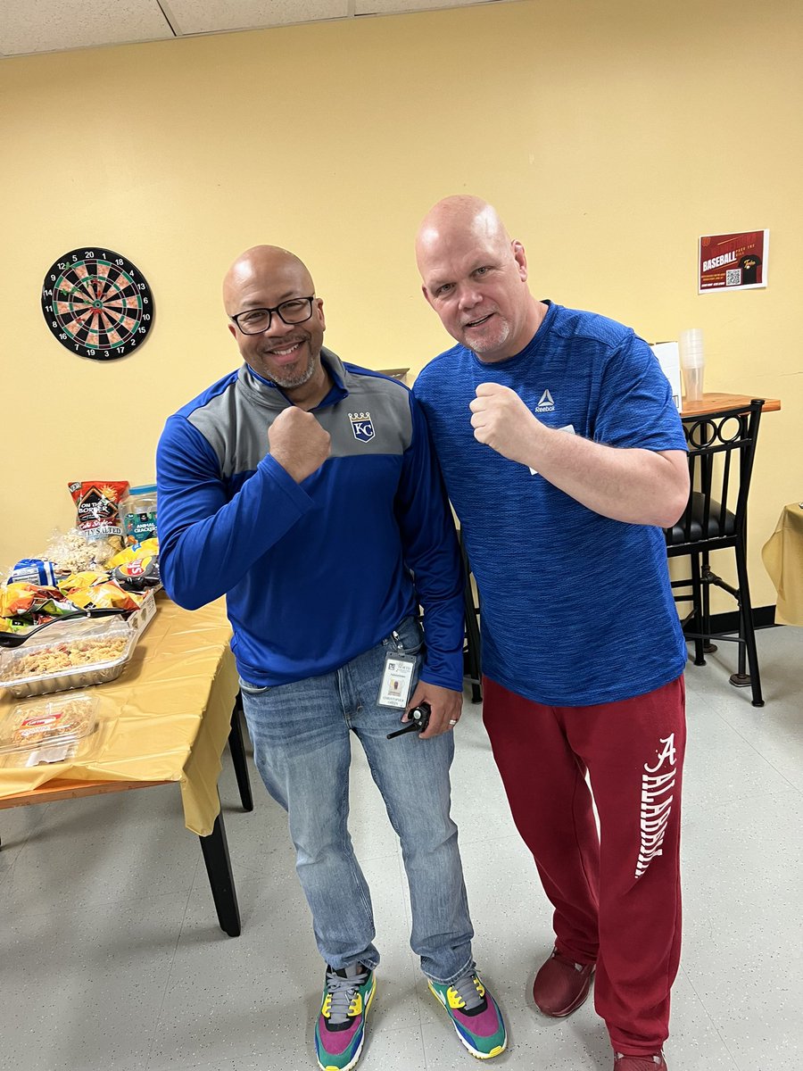 Former wrestler, Schmack Daddy, has some help with these scholars when he brought in smoked pulled pork for our staff to enjoy for lunch today. #nkcschools #vikingpride #vikingspvo