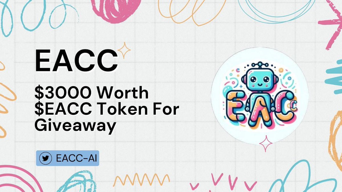 🎉 Crypto Glory X EACC #FCFS Big Giveaway

🤑 Reward: - 3000$ Worth $EACC Tokens Giveaway 

To Enter ⤵️
➡️Follow <a href="/Cryptoglory_/">CRYPTO GLORY</a> &amp; <a href="/EACC_AI/">EACC</a>
➡️Like, RT &amp; Tag 3 Friend

➡️Join #Gleam :- ⤵️
gleam.io/Qi1So/crypto-g…

JOIN and Let's GROW together😍

#Airdrop #Giveaway #USDT #WEN #BTC