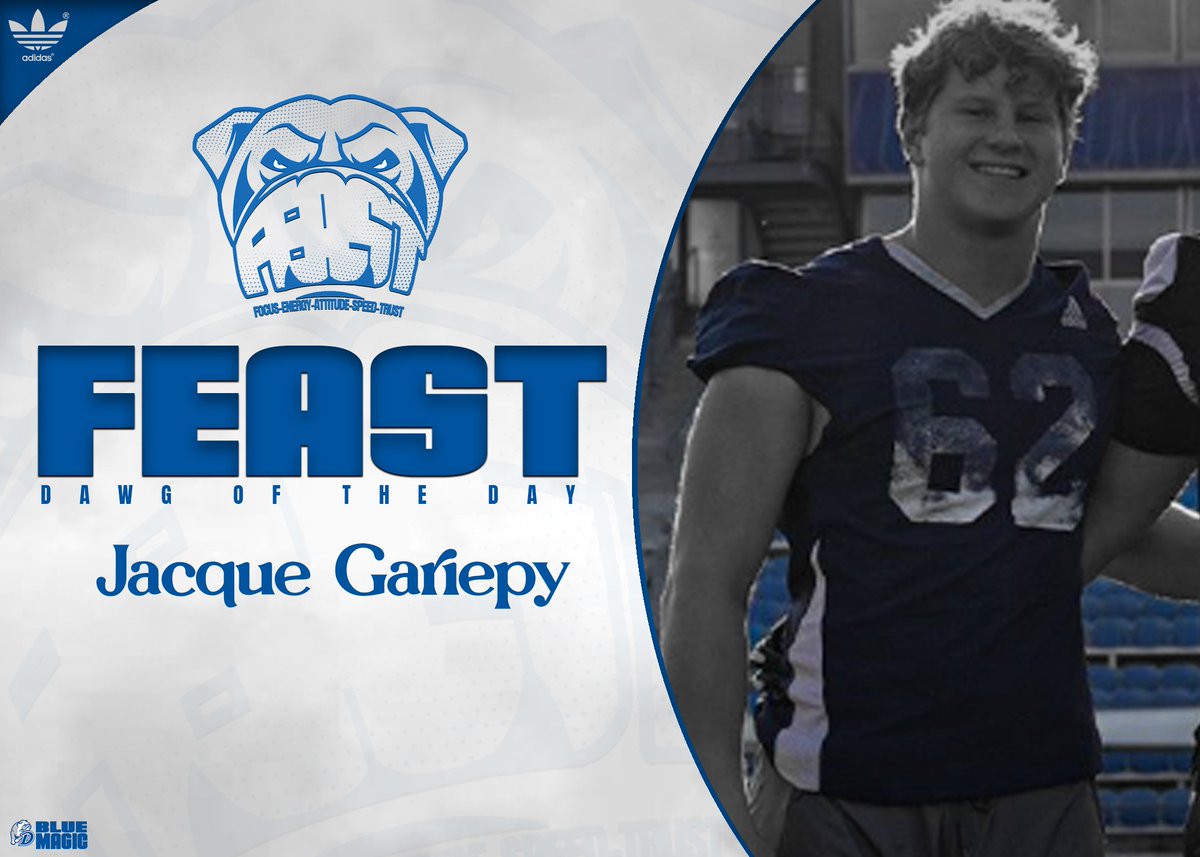 Love to see they young guys making plays and seeing the confidence grow! @Jacque_Gariepy is getting better everyday! Feast Dawg of the Day for practice #8. #BlueMagic #FeastDogs