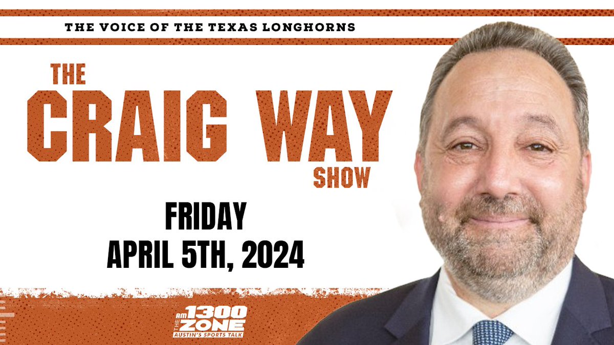 It's a 'Fire Me Up Friday' on The Craig Way Show! - Previewing the #FinalFour - @TexasBaseball drops series opener to BYU - @TexasSoftball hosts No. 1 Oklahoma - Inconceivable #HookEm 📻: ihr.fm/3OQ8uce