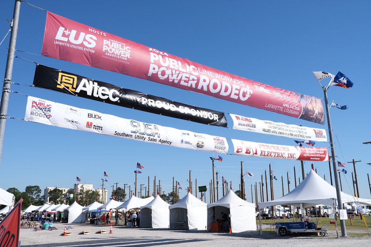 publicpowerorg's tweet photo. It's here! The 2024 #PublicPower Lineworkers Rodeo in Lafayette, Louisiana kicked off today. Many thanks for our host, @LafUtilities. Check out the live feeds, courtesy of LUS, from the event at Cajun Field: https://t.co/juj1Oo4Q77 https://t.co/yfheqCD9WF