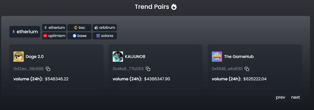 DexTradingApp's tweet photo. 🌟 Exciting news for traders! 

🚀 Explore multi-chain trend pairs on DexTrading! 

Discover top blockchains like #Solana, #Ethereum, #Base, #BSC, #Optimism &amp; #Arbitrum for unbeatable trading. Don't miss out  💰 #dex #dextrading 

Visit https://t.co/eDYNtpUMkS for more info. https://t.co/zuGGQWUPX1