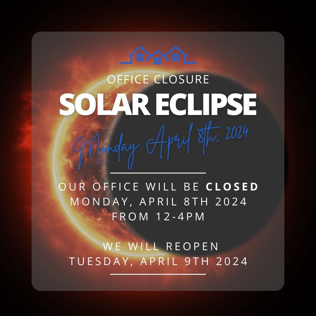 Our office will be closed from 12-4pm on April 8th due to the solar eclipse and potential blackout. For the safety of our clients, please avoid poor driving conditions and plan visits accordingly. Stay safe and enjoy the celestial spectacle responsibly!🌗🌞