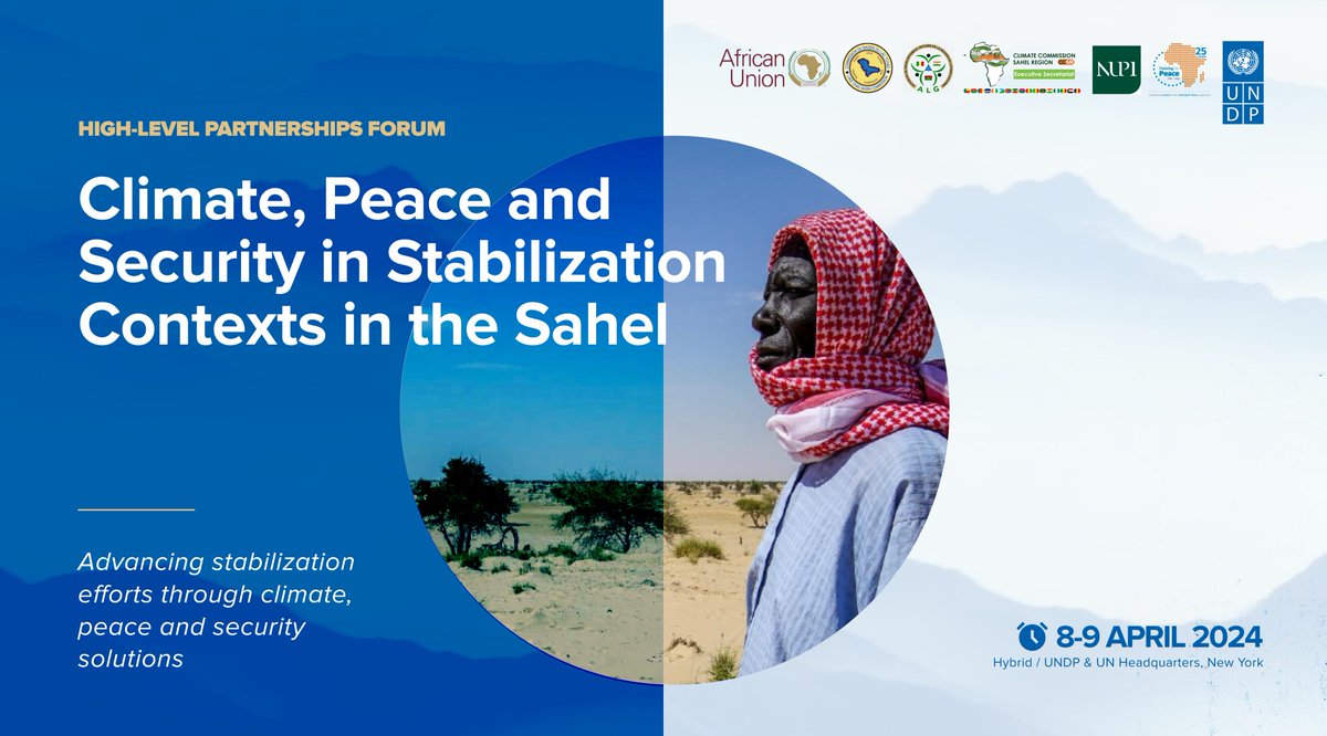 Join us to learn more from high-level delegation on #climatesecurity + stabilization challenges &amp; opps in the Sahel

<a href="/HawaAwALG/">Hawa Aw</a> <a href="/Issifiboureima/">Issifi Boureima</a> <a href="/AUC_PAPS/">African Union Political Affairs Peace and Security</a> <a href="/lcbc_cblt/">Commission du Bassin du Lac Tchad</a> <a href="/LiptakoG/">Autorité du Liptako-Gourma</a> CCRS <a href="/nupinytt/">NUPI</a>

9-12pm 8 April 2024: 
undp.zoom.us/meeting/regist…
