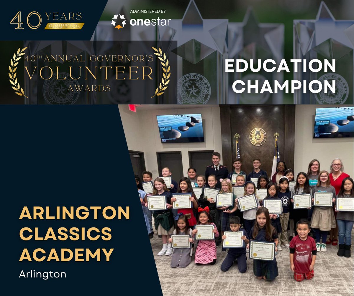 onestarfdn's tweet photo. Schools are where we learn important values, including the importance of giving back &amp; being engaged in community. Congrats @OfficialACA, Education Champion winner in  Governor’s Volunteer Awards for developing a new generation of civic-minded leaders! ➡️ https://t.co/rakn4ybGrW https://t.co/MuXJFrilzj