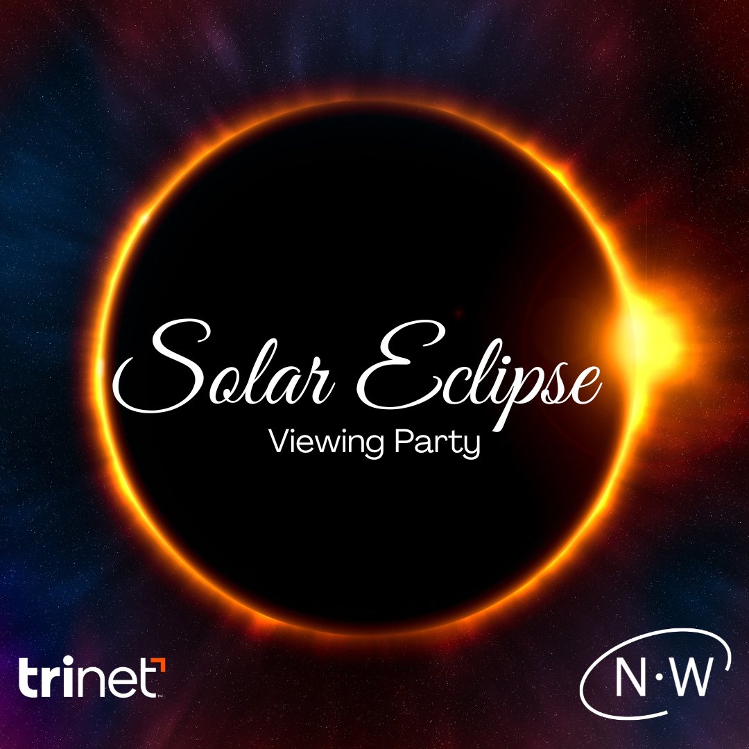 Please join us on the rooftop of our 1216 Broadway location on Monday, April 8th from 2:00-4:00 p.m. for an eclipse viewing party sponsored by TriNet! 

The eclipse begins at 2:10 p.m., peaks around 3:25 p.m. (this is when the sun will be most hidden), and ends around 4:36 p.m.