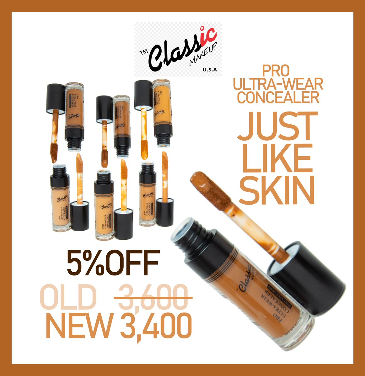 Unveil flawless perfection 🤩 with #ClassicMakeUpUSA PRO ULTRA-WEAR CONCEALER (Just Like Skin) Your secret weapon for impeccable coverage that lasts all day💕 Available in Six stunning shades🌟 🛍️🛍️🛍️ Shop with this promo code VIV1015 and get 5% Discount Sales
