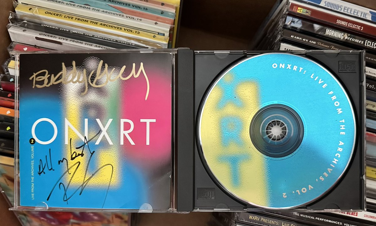 When you finally find the box with ALL the vintage @93XRT “ONXRT” CDs (8 months after packing them) and remember Vol 2 is signed by @BuddyGuys and @RobertCrayBand! @djfrankelee @JohnnyMarsDJ @martylennartz